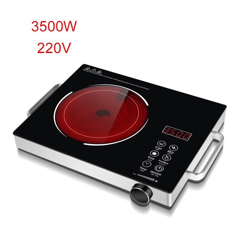 3500W Electric Magnetic Waterproof Induction Cooker Intelligent Pot Stove With Timer Ceramic Heaters Household Cooktop 110V: Black 3500W 220V