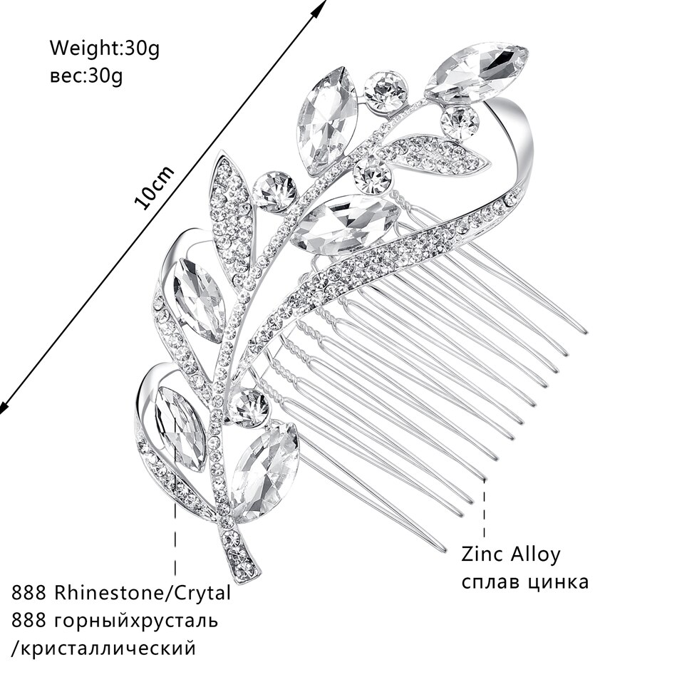 Mecresh Blatt Zweig Farbe Tropfen Ohrringe Haar Kamm Sets für Frauen Schöne Kristall Hochzeit Braut Schmuck Set EH1626 + FS104