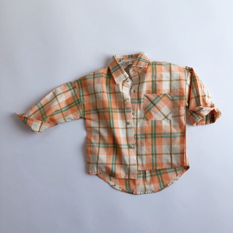Frühling Childrenswear freundlicher Baumwolle Langarm Raster Hemd lässig Shirt langarm Shirt: verrotten / 7T