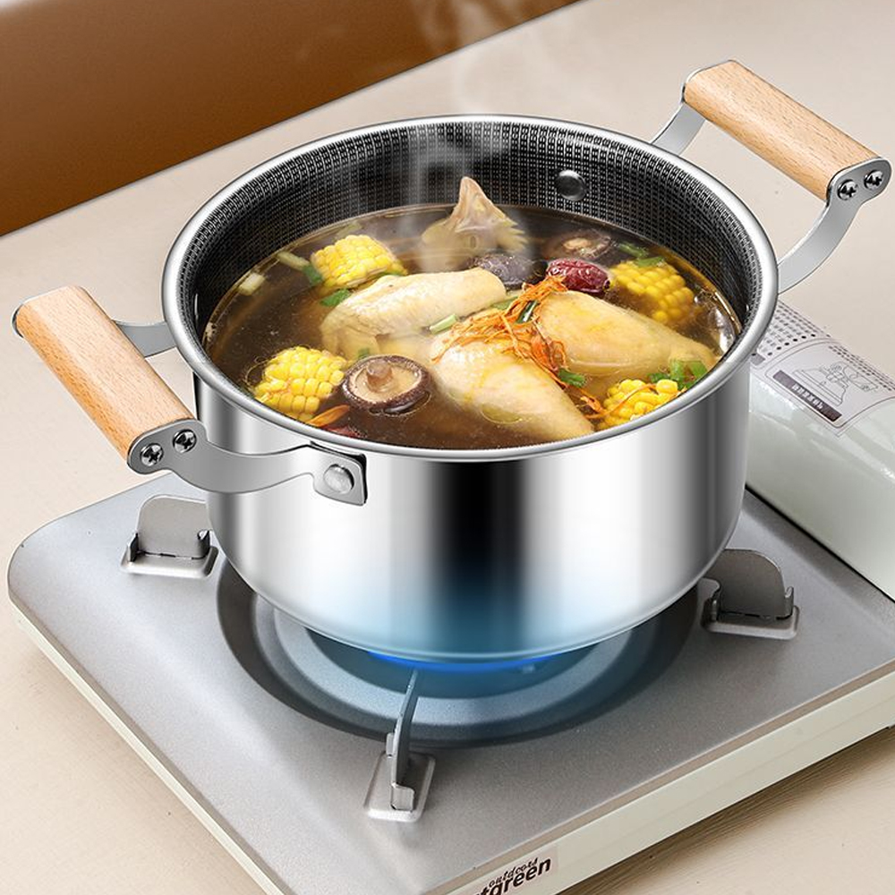 Rostfritt stål soppgryta stekpanna wok honungskaka non-stick gryta med lock hem induktionskokare gasspis kök köksredskap