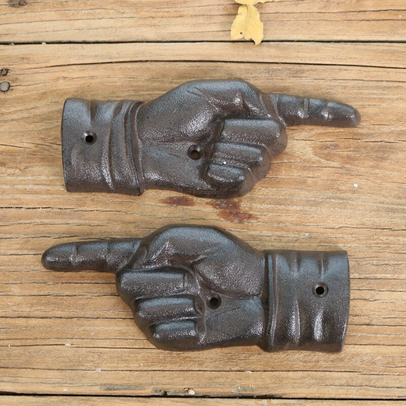 Pointing Hand Cast Iron Direction Sign 3 1/4 Inch