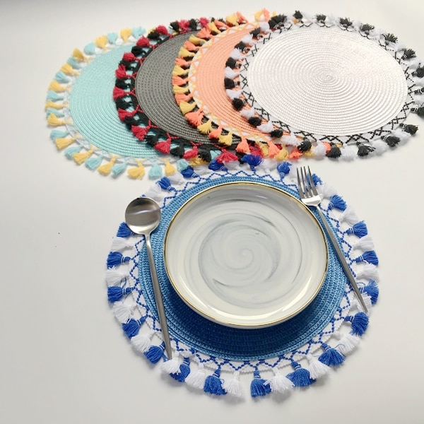 1Pcs Round Placemat Cartoon Fruit Dining Table Plate Mat Bowl Watermelon Lemon Drink Coasters Kitchen Accessories Home Deco