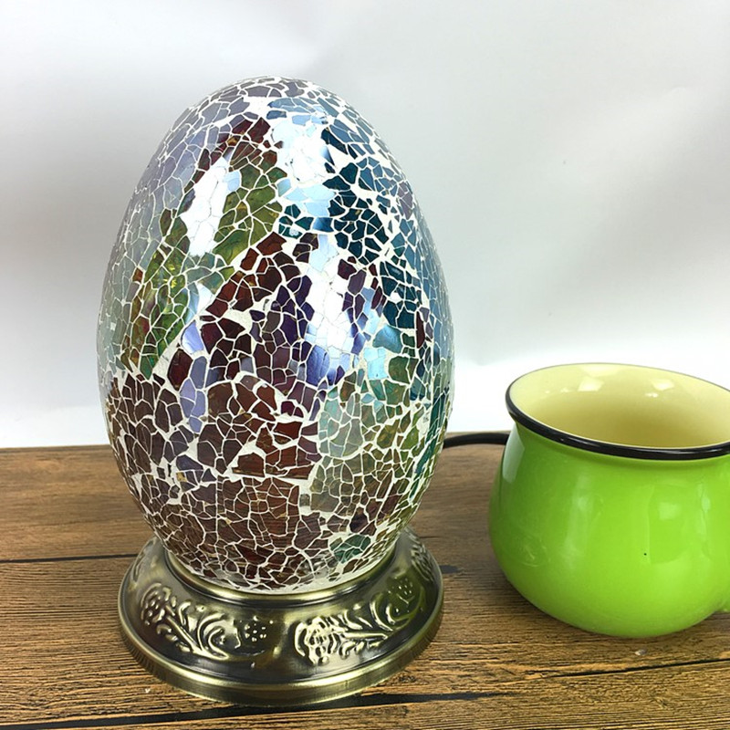 Oeuf turc mosaïque lampes pour intérieur maison table décor à la main mosaïque verre abat-jour côté table lampe rétro enfants table de chevet lampe