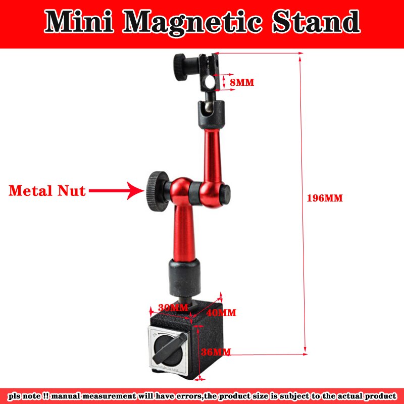 Mini 10mm dial indikator magnetisk stativ base holder dial test komparator til udstyrskalibrering: Magnetisk stativ