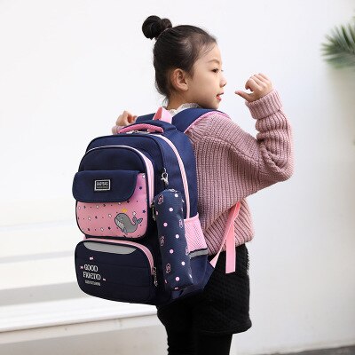 Moda dos desenhos animados bonito das crianças mochila de alta capacidade escola primária menino menina carga-reduzindo respirável oxford pano mochila: pink