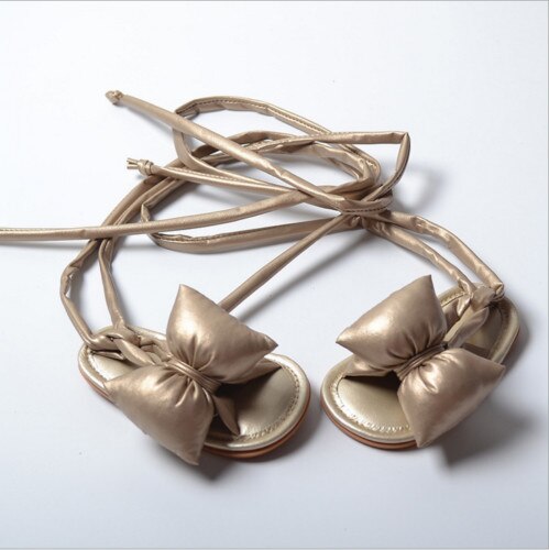Sandalias de PU con mariposa grande para niña, zapatos de verano, calzado de playa, con lazo, de 0 a 18 meses: Dorado / 13-18 meses