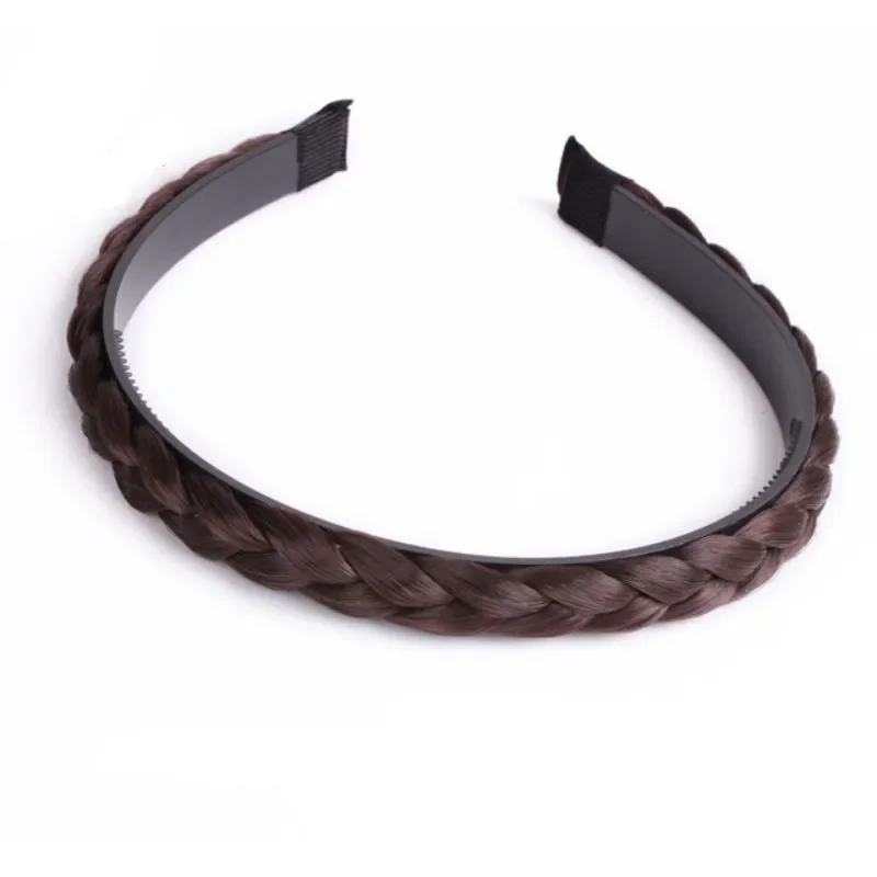 Women Hair Band Fishbone Braid Lazy Wig Twist Braid Headband Hairpin Bohemia Non-slip Headdress Bridal Hair Accessories: Red
