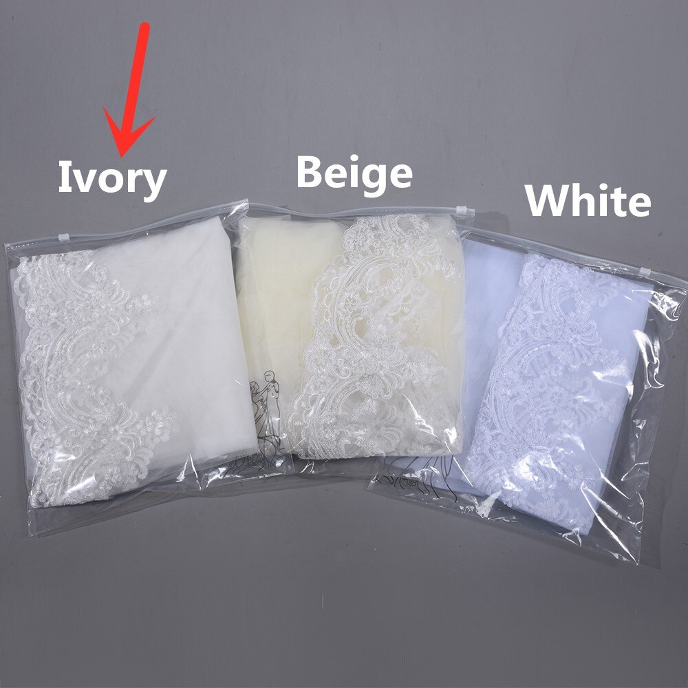 Voile de Mariage blanc ivoire, Long, 1 couche, bord en dentelle, accessoires de Mariage bon marché, 3M: Ivoire