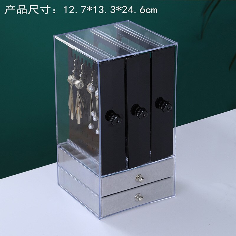 Large-capacity Acrylic Dust-proof Display Stand Transparent Drawer Type Jewelry Box Necklace Earrings Jewelry Storage Box: D
