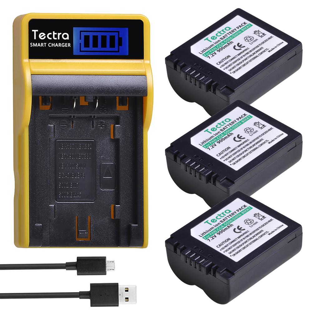 3pc CGA-S006 DMW-BMA7 S006 CGR-S006E CGA S006 batería Li-Ion + cargador USB con LCD para Panasonic DMC FZ7 FZ8 FZ18 FZ28 FZ50 FZ30