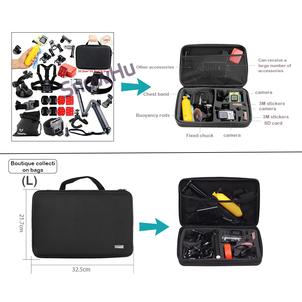 SnowHu Portable Storage Camera Bag For Gopro Case for Xiaomi Yi Action Camera For Go Pro Hero 8 7 6 5 4 SJCAM Accessories GP110