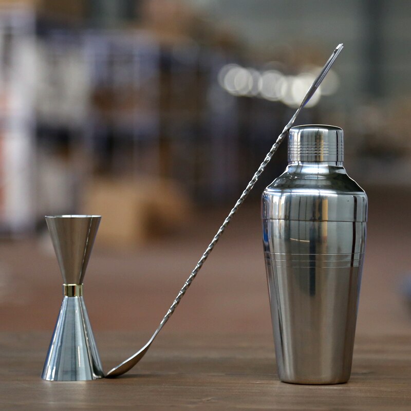 Cocktail Shaker Bar Set Koperen Plated Shaker Bar Set - 3 Stuks Barman Kit Bevat Shaker (510Ml), jigger &amp; Lepel