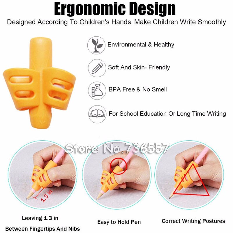 40 pcs Pen grip Handle Double Finger Silicone Pen Holder Student Writing Pen Correction Device Children Stationery