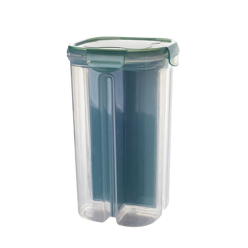 2/4 gitre plastik køkken korn dispenser forseglet mel korn ris opbevaringsboks tør mad beholder krukke husholdning: Grøn / 3l (4 gitter)