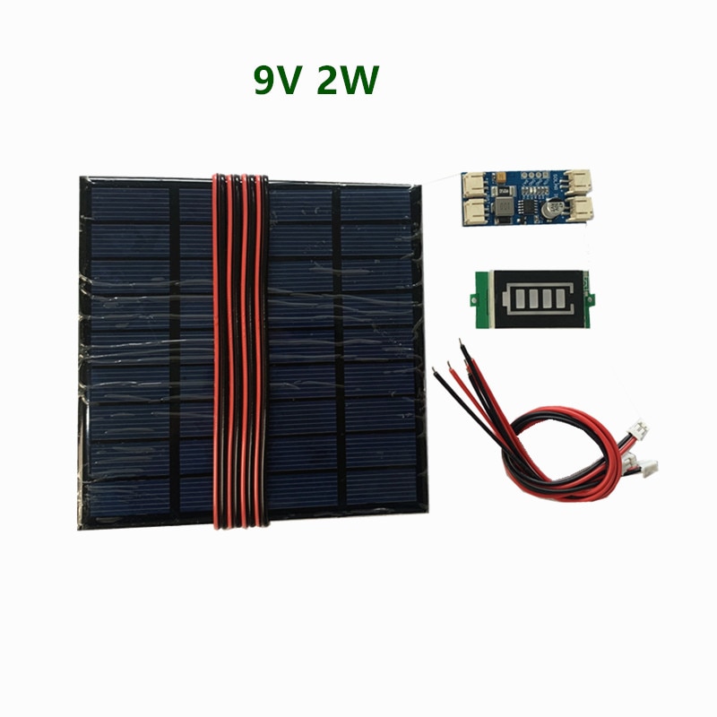 6V 3W Solar panel with Solar min battery charger with battery display DIY KIT PH 2.0 Cable