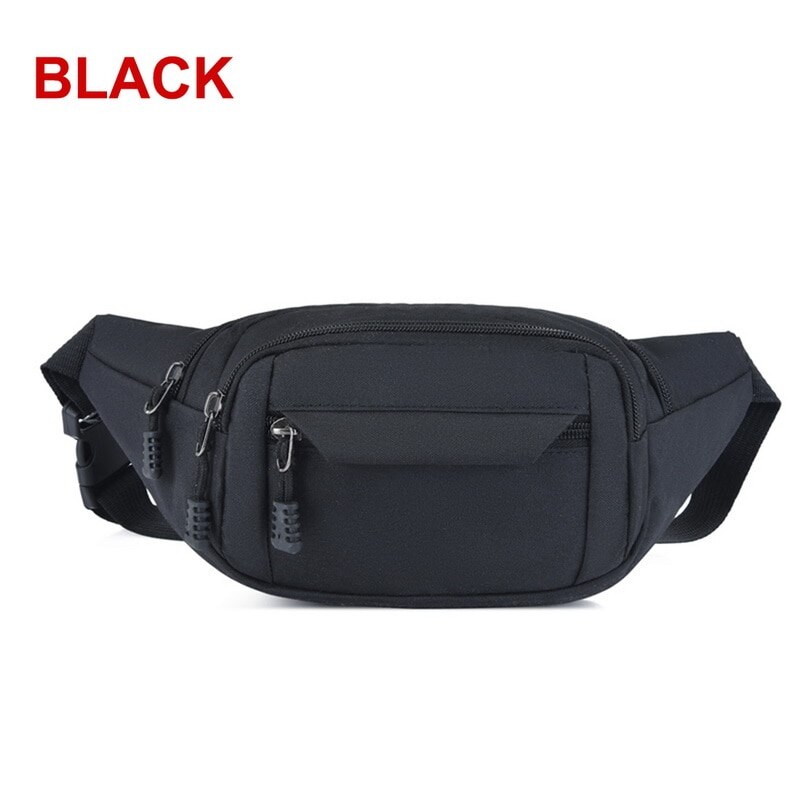 Männer Ich bin Freien Sport Schulter Taschen Taille Tasche Wasserdichte umhängetaschen für Männlichen USB Ladung Gürtel Tasche Reisen Pack: Schwarz
