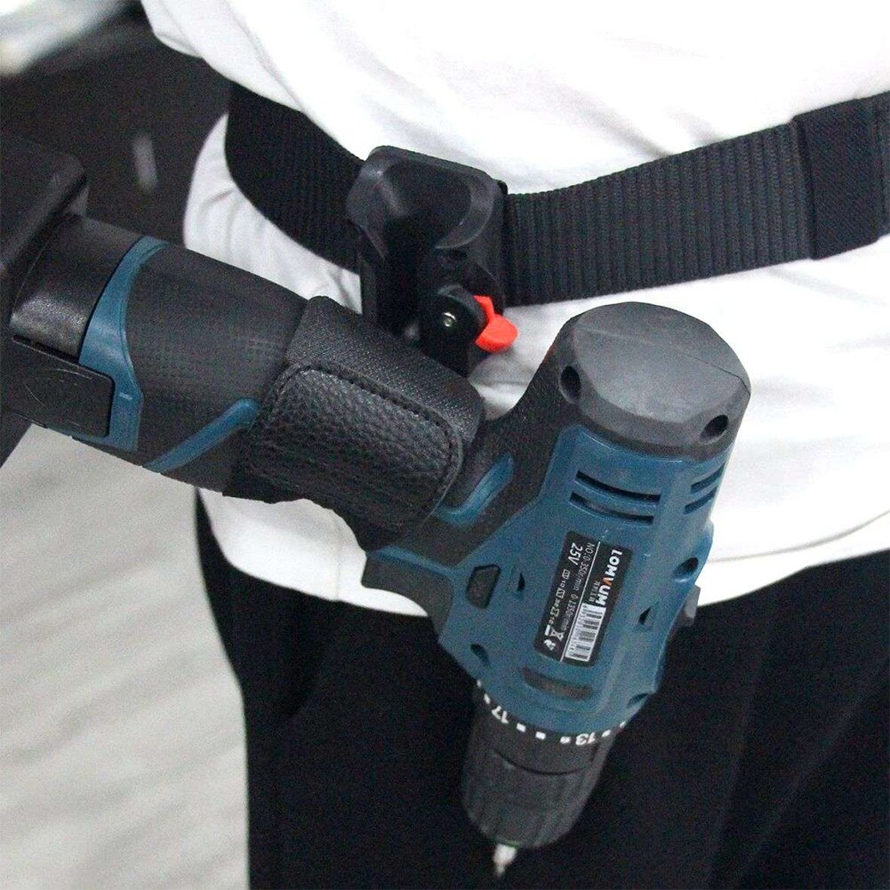 Taladro eléctrico con hebilla de almacenamiento para cinturón, utensilio para colgar en la cintura, funda organizadora para llave y martillo, destornillador