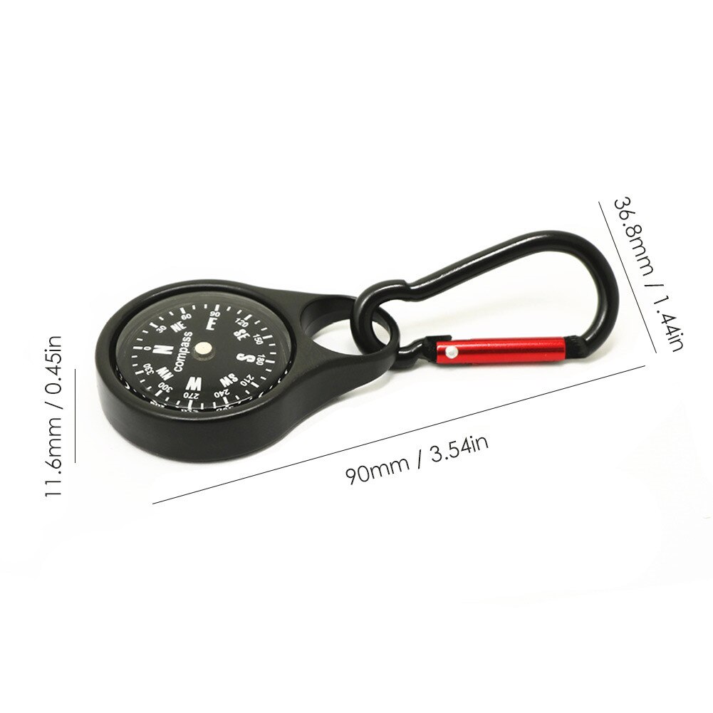 1pcs Compass Carabiner Zinc Alloy Practical Keychain Compass Clip Snap Hook Luggage Tags for Outdoor Hiking Backpacking Camping