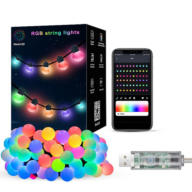 10m g40 ledet-lyslenke med bluetooth-app og fjernkontroll, utendørs usb, rgb-lyslenke, fargeskiftende, til fest, bryllup, hage, bakgård: Foranderlig