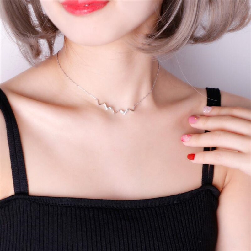 Korean Wave Pendant Temperament Simple Student 925 Sterling Silver Clavicle Chain Personality Female Necklace SNE331