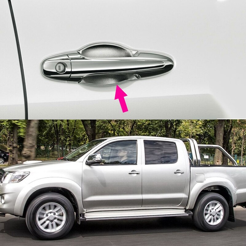 Chrome Exterior Door Handle Protector Cover + Bowl Cover for Toyota Hilux Vigo SR5 MK6 05-14: Default Title
