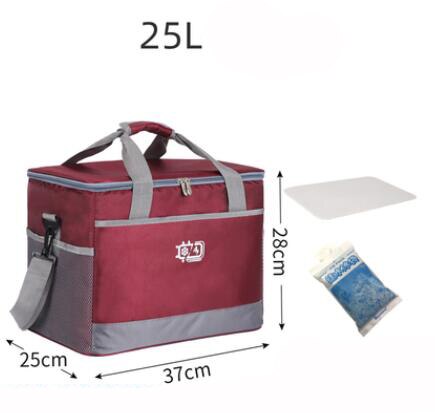 15L/25L Cooler Bag Waterproof Picnic Shoulder Bags For Food Drink Fruit Insulation Thermal Bag Ice Pack ThermaBag refrigerator: 25L Wine red