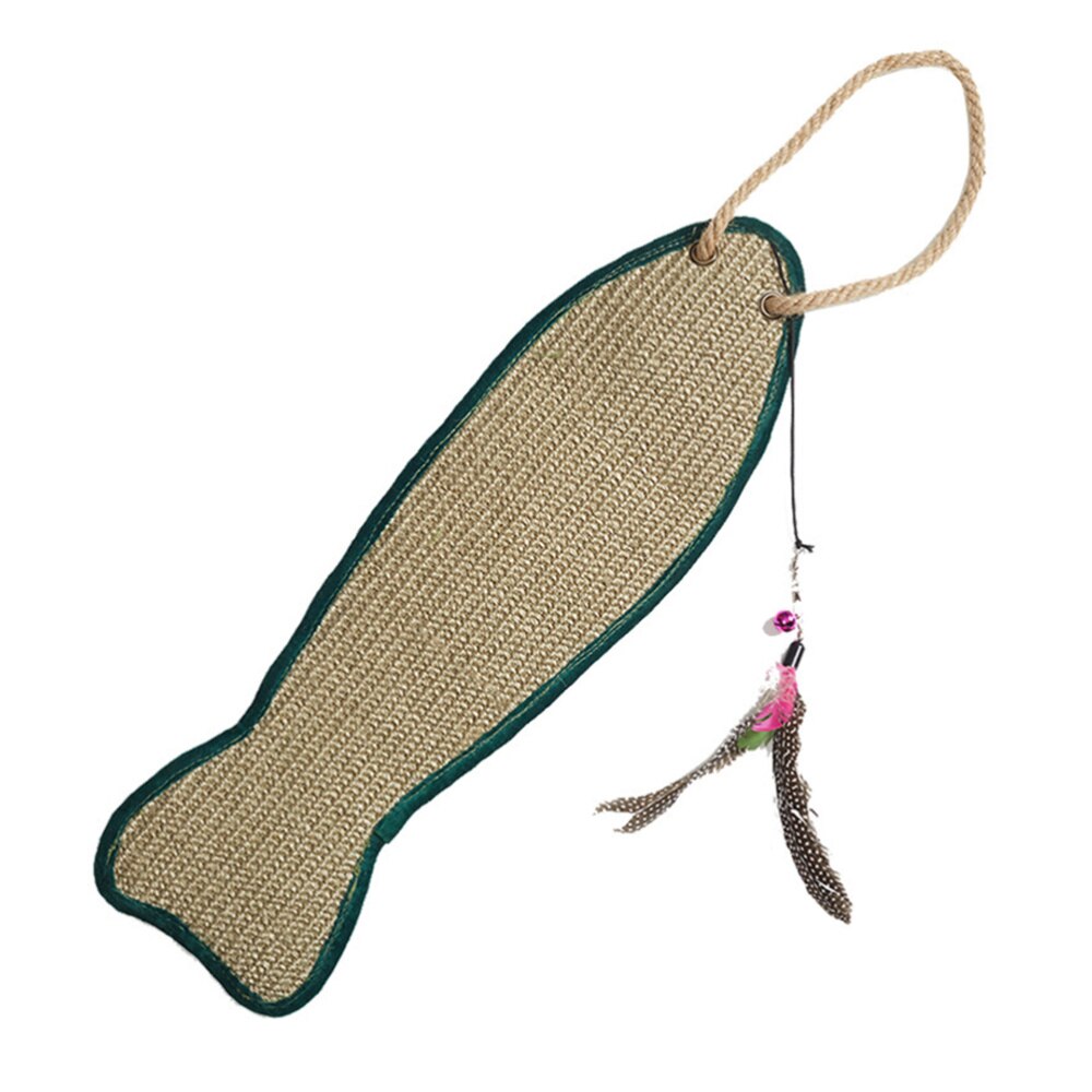 1Pc Vis Vormige Sisal Pad Kat Krabben Mat Beschermende Opknoping Pad Willekeurige Kleur: Default Title