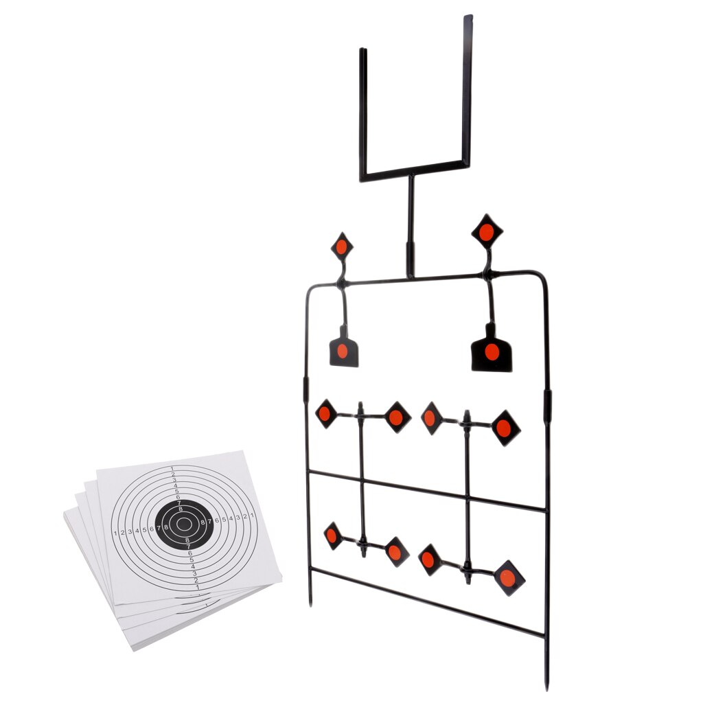 Spinner à réinitialisation automatique, cible de tir, cadre en acier robuste avec 12 plaques