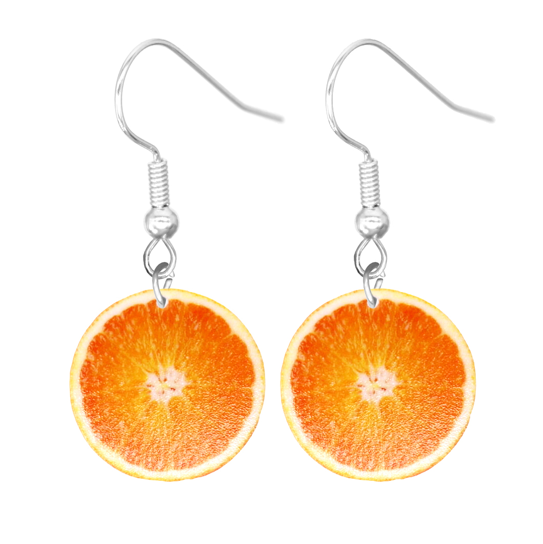 Løg æble tomat jordbær vandmelon mandarin ananas agurk skive dingle øreringe sød stil trendy kvinde: Vermeil