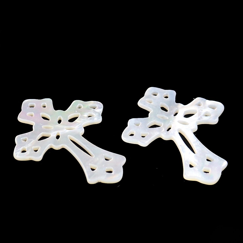 1PC Natural Sea Shell Handmade Craft Exquisite Hollow Carving DIY Jewelry Accessories Pearl White Cross Beach Wedding Decor