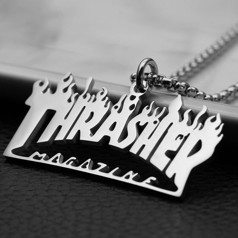 Vlam Engels Kettingen Mens Brief Hangers Rvs Voor Mannelijke Accessoires Hip Hop Grote Gouden Ketting