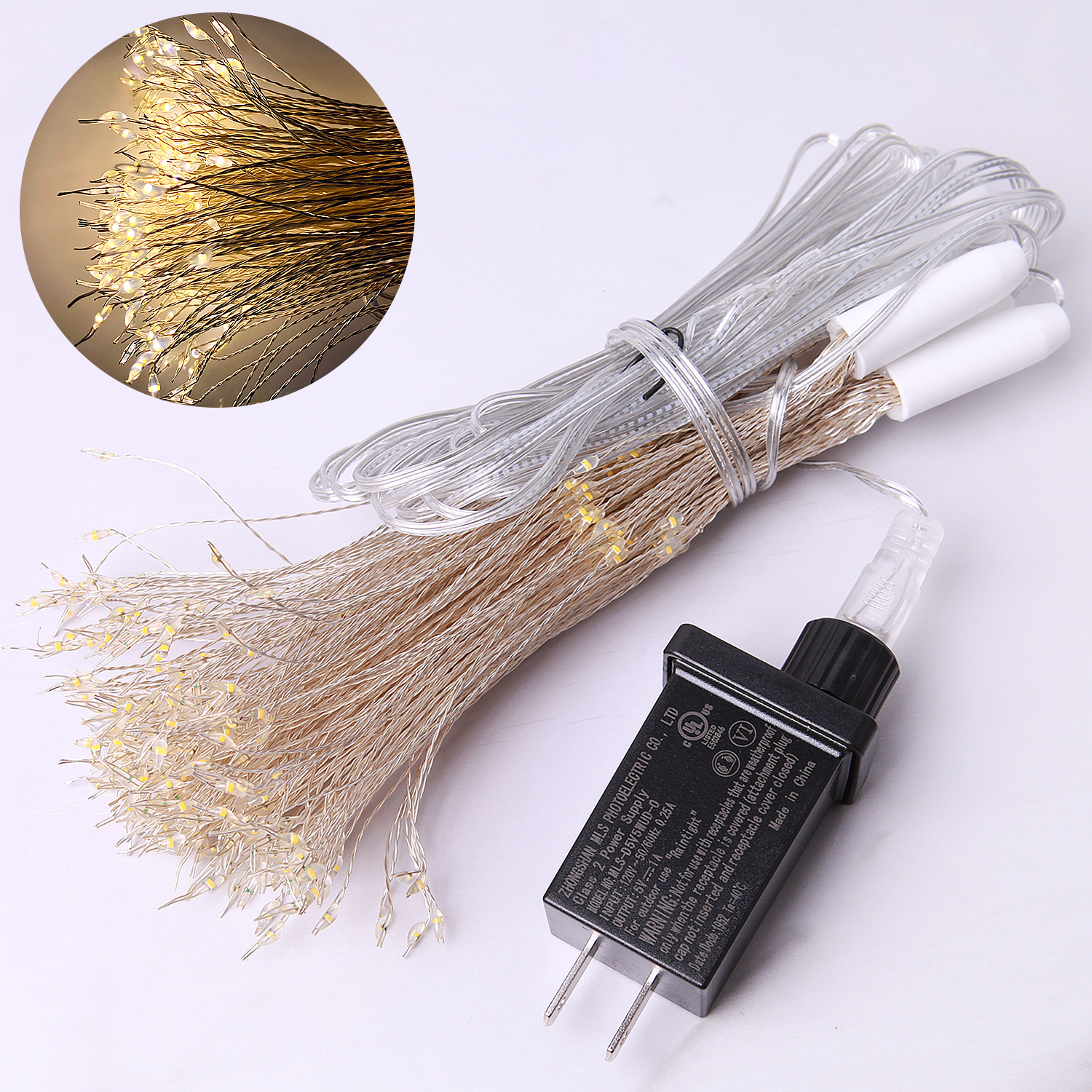 500-LED-Lichterkette mit wunderschönem Feuerwerk, DIY, Weihnachten und Neujahr, Schlafzimmer, Dekoration, Beleuchtung, Girlande, Lichterkette: Warmes Weiß / EU-Stecker
