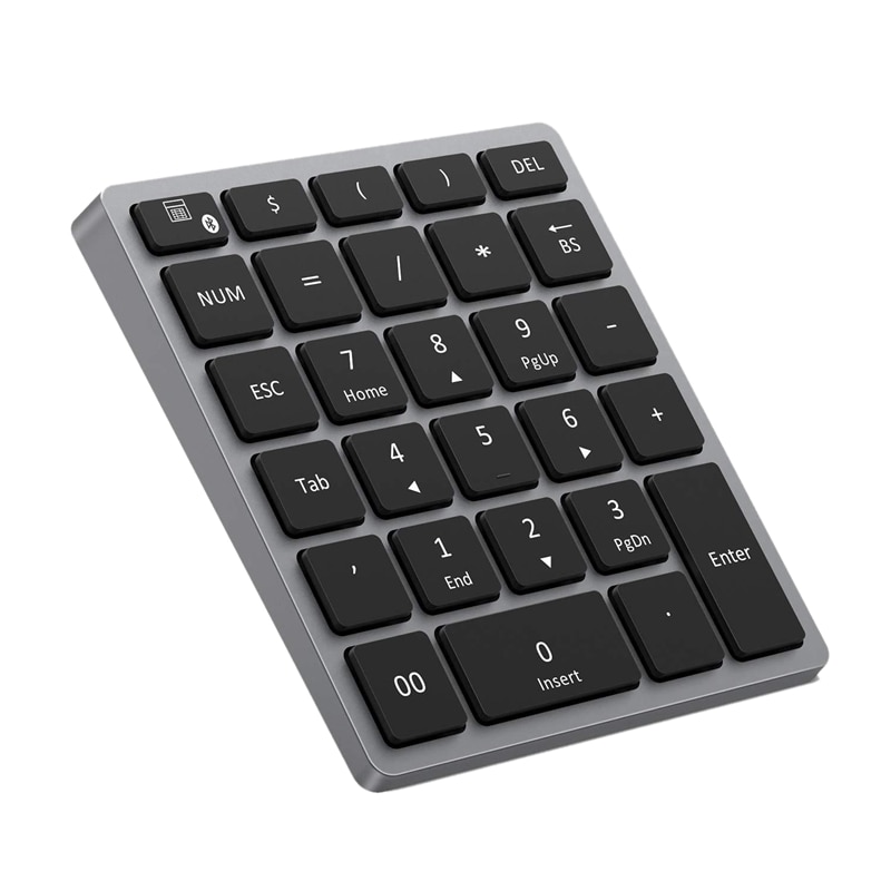 Numeriek Toetsenbord Oplaadbare, Draagbare Draadloze Bluetooth 28-Key Nummer Pad Voor Tablet, Laptop, Notebook, pc, Desktop (Grijs): Default Title