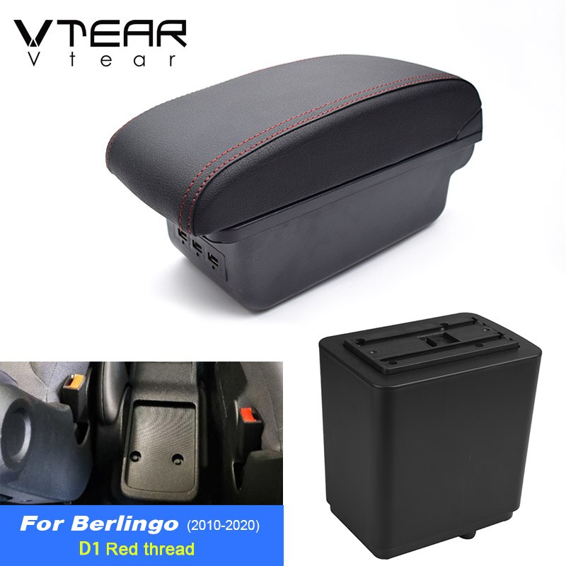 Vtear Voor Citroen Berlingo Peugeot Partner Tepee Auto Armsteun citroën berlingo Abs Arm Rest Auto-Styling Armsteun Doos Center Console Usb accessoires: D red thread