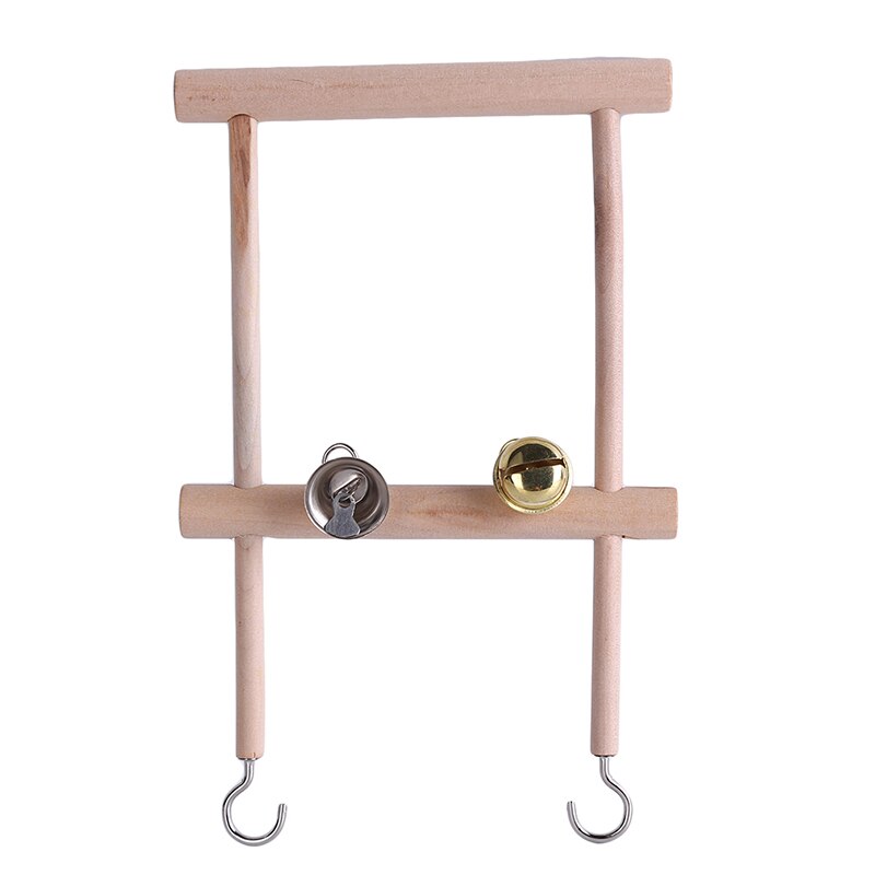 Wooden Stand Ladders Climber Bird Playground Toy Double Grid Pet Bird Parrot Toys Swing Bird Cage Hanging Chew Toys for Birds