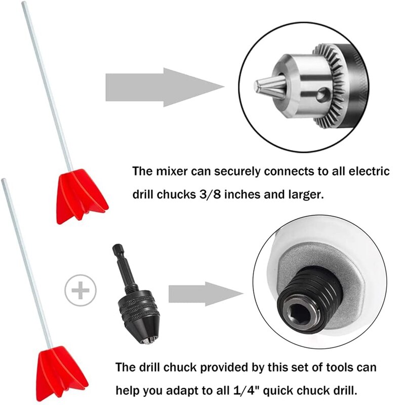 Paint Mixer &amp; Epoxy Mixer Attachment With 1/4Inch Hex Shank Drill Chuck For Mixes Epoxy Resin,Latex,Oil Paints
