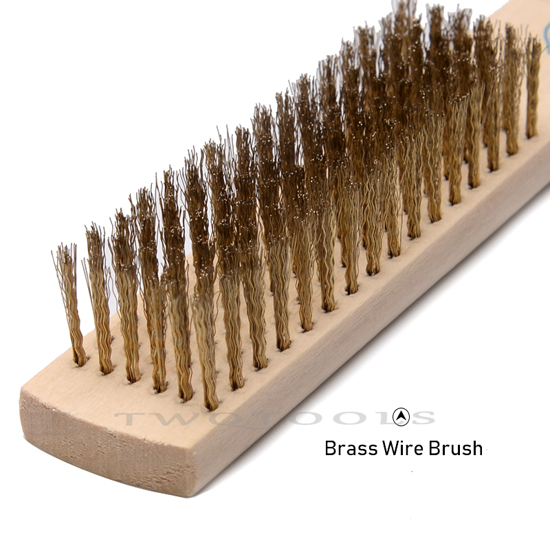 Messingbürste für Metall, Holz, Auto, Werkzeug, Reinigung, Rost, Farbentfernung, weiche Messingdraht-Kratzbürste mit Holzgriff