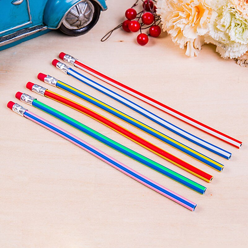 3pcs Colorful Magic Bendy Flexible Soft Pencil With Eraser Kids Writing