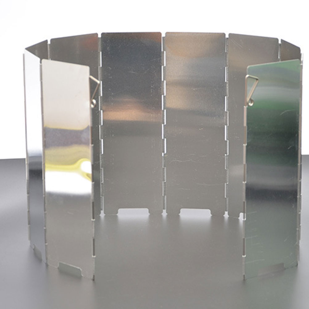 10 Plates Strong Wind Shield Deflector Folding Windscreen Guard Outdoor Camping Barbecue Picnic Stove Burner Furnace Protection