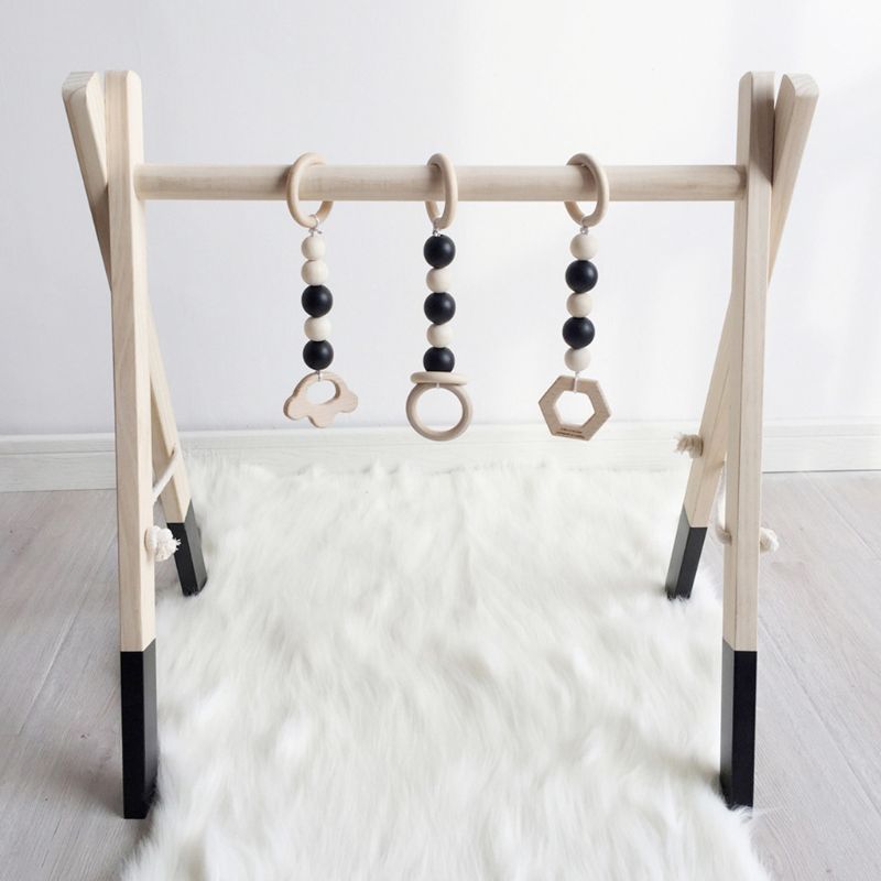 Nordic Stijl Baby Gym Spelen Kwekerij Zintuiglijke Ring-Pull Speelgoed Houten Frame Baby Kamer Decoraties Peuter Kleding Rack