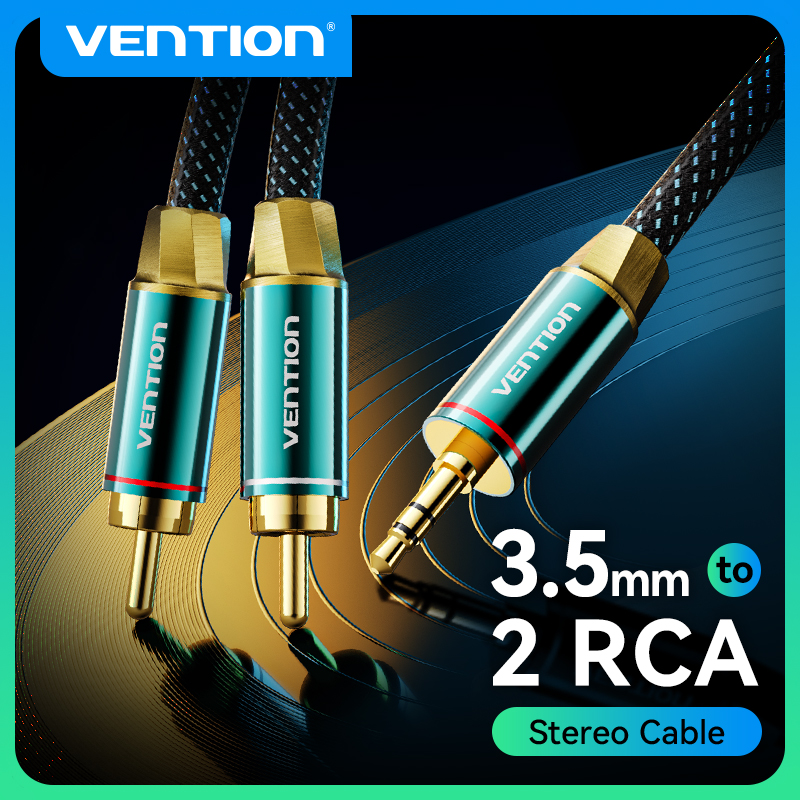 Vention RCA Cable 3.5mm to 2Rca Hi-Fi Tinned Braided Aux to 2Rca Audio Cable For DJ Controller Speaker Turntable TV Car Stereo