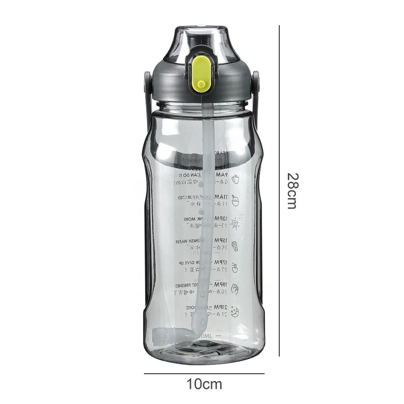 1500Ml Sport Waterfles Plastic Zomer Outdoor Fitness Water Cup Met Stro Draagbare Hoge Capaciteit Gym Stuiteren Deksel Fles