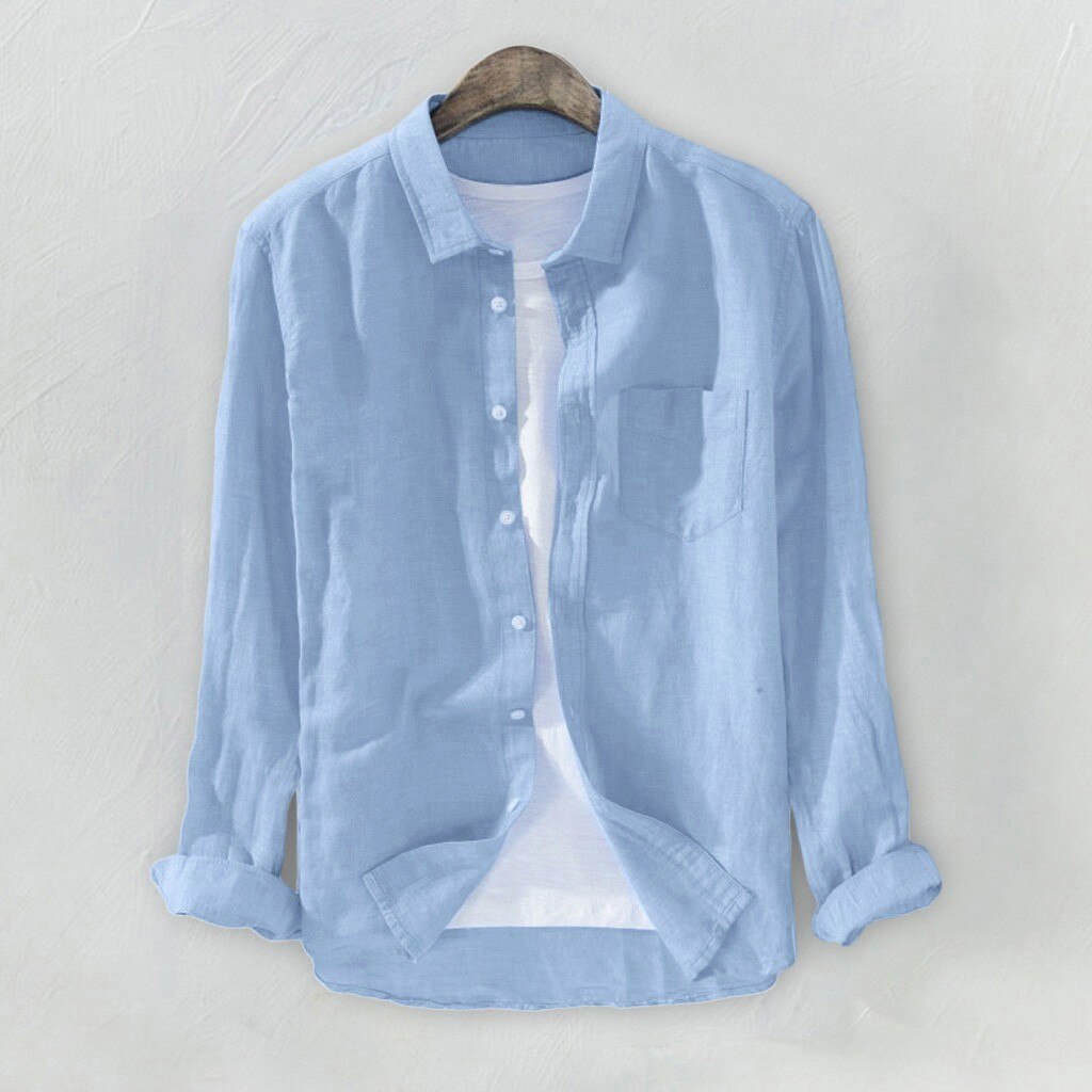 Mannen Shirts Katoen En Linnen Lange Mouwen Zomer Solid Comfortabele Zuiver Linnen Casual Losse Shirts Plus size