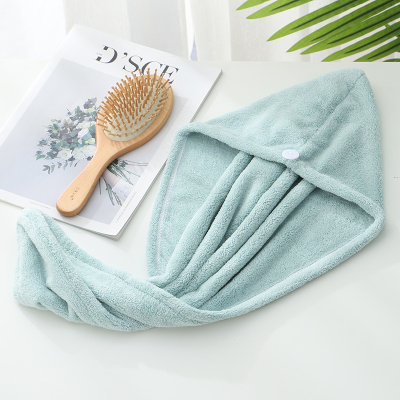 Dikker Quick-Droog Haar Handdoek Cap Hoed Meisje Haardrooginrichtingen Hoed Bad Hat Microfiber Effen Handdoek Cap Super absorptie Tulband: Aquamarine