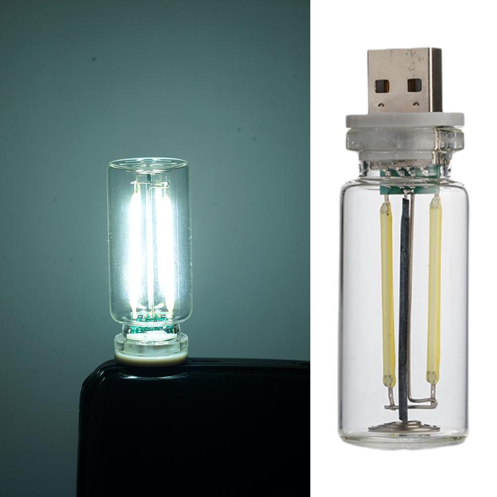 Auto 5V Nachtlampje LED Gloeidraadlamp Draagbare verlichting Plug Play USB-lamp Decoratieve sfeerlampen voor omgevde verlichting: Zilver