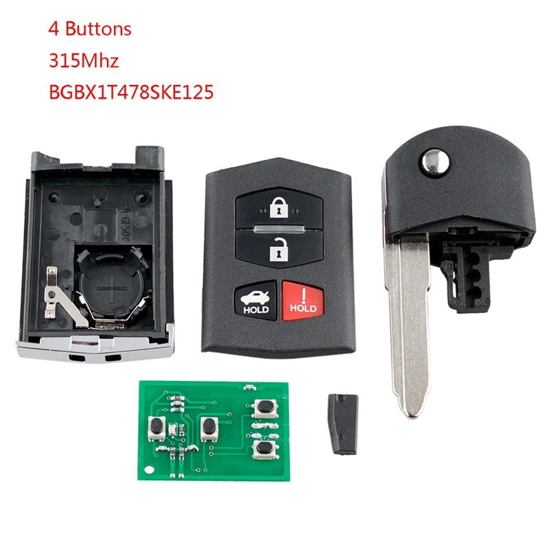 Auton älykäs kauko-avain 4 painiketta auton avaimenperä sopii mazda 3 315 mhz bgbx 1 t 478 ske 125