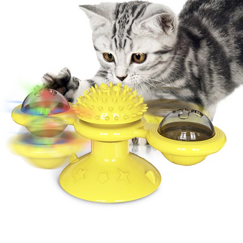 N67 brinquedos para animais de estimação para gatos treinamento interativo quebra-cabeça turntable windmill bola girando brinquedos para gato gatinho jogar jogo gato suprimentos