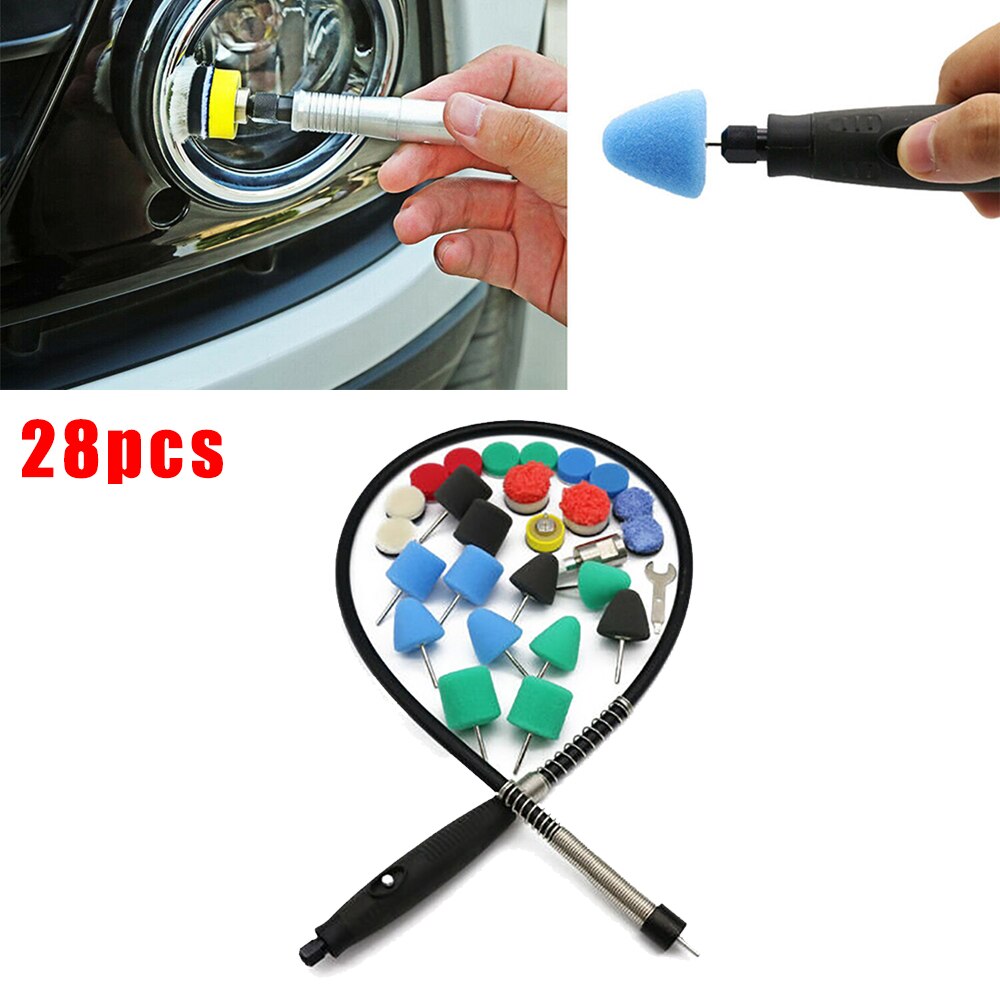 Sponge+wool Polishing Kit 28PCS Car Detailing Drill Polish Pads Sponge Flexible Shaft Buffing Wheels Kit