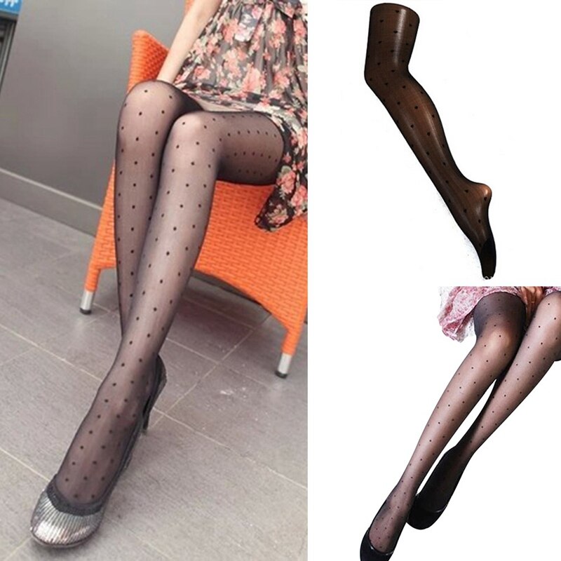 Cute Dots Pattern Sexy Women Stockings Summer Thin Transparent Jacquard Pantyhose Ladies Vintage Stockings