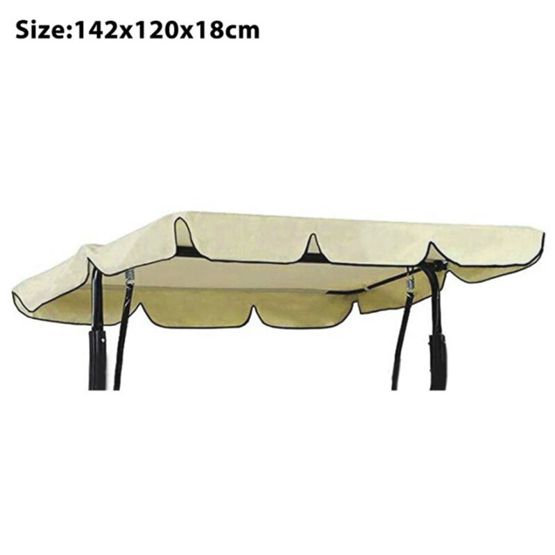 2/3 Seat Garden Swing Chair Canopy Cover Shade Sail Waterproof UV Resistant Outdoor Yard Hammock Tent Swing Top Cover NO Fade: beige 2seats